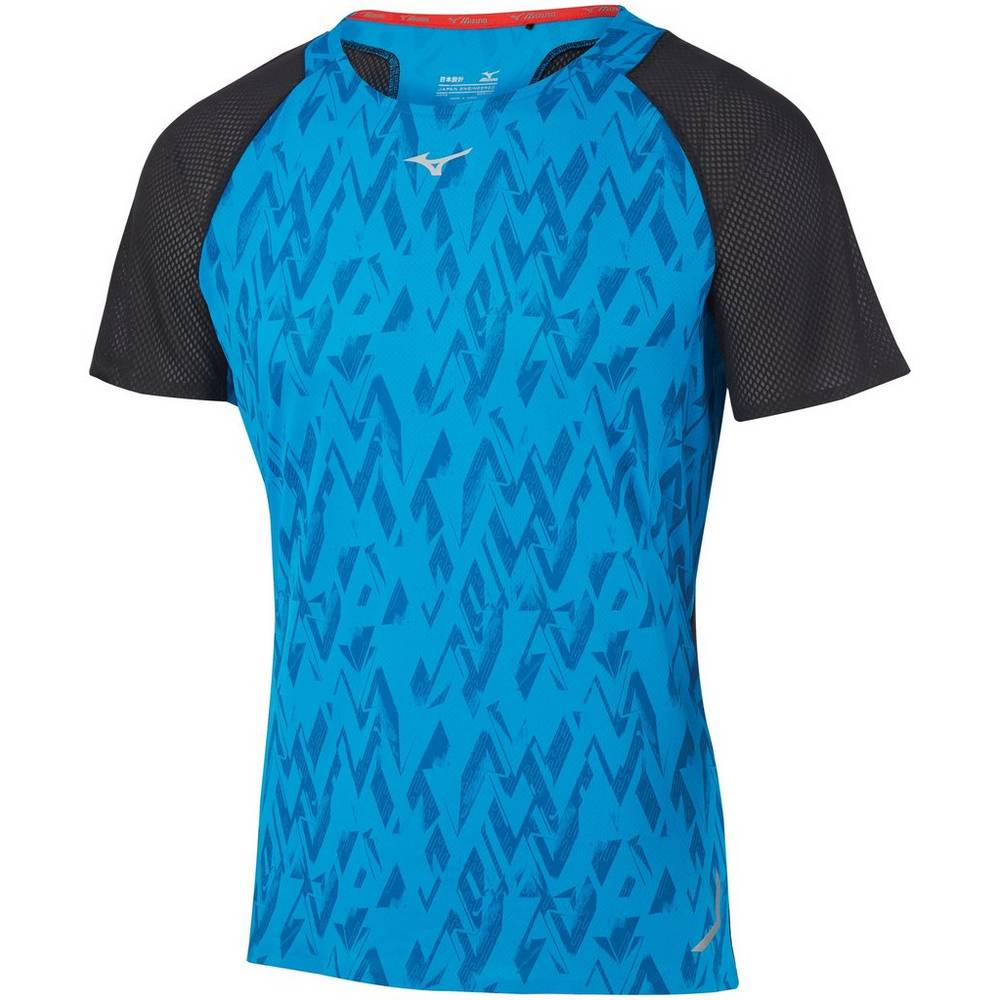 Panske Tričko Mizuno Aero Bezecke Modre/Čierne Vypredaj LXSG20539
